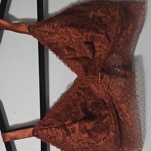 Danskin Lace Bralette Pull Over Wire Free in Rust With Adjustable Straps Size M